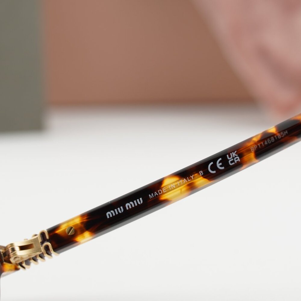 Miu Miu MU04ZS 14L4I0 Oval Sunglasses – Honey Havana\Pink - Picture 7 of 9